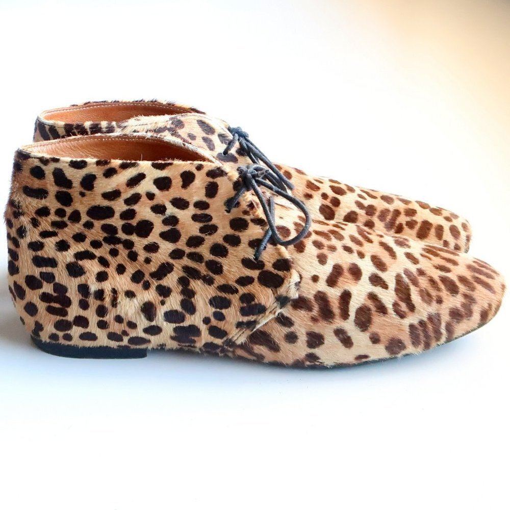 Isabel Marant Etoile Leopard Cheetah Calf Hair Lace-up Ankle Boots Booties 7.5 - Picture 3 of 16